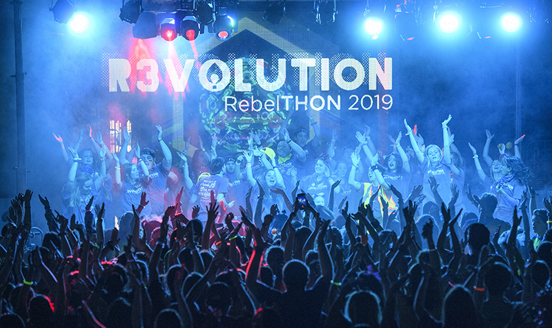 Hundreds of University of Mississippi students cap off fundraising efforts with the 2019 RebelTHON dance marathon. 